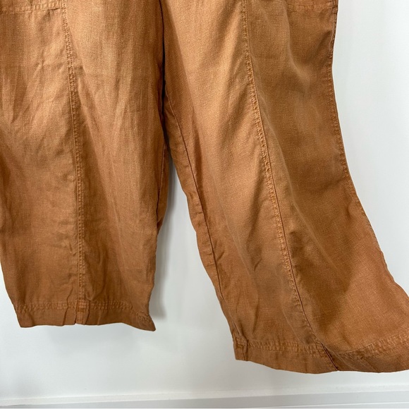 Wrap London 100% Linen Jumpsuit Size 16 Burnt Orange Dungarees Pockets Wide Leg - Picture 6 of 9